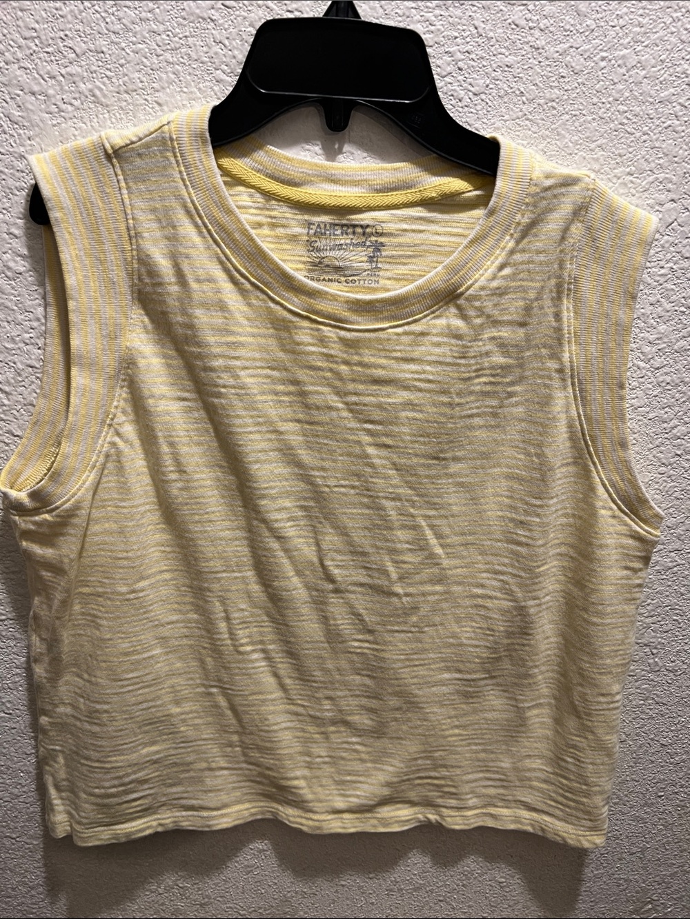 Faherty Pale Yellow Striped Muscle Tank